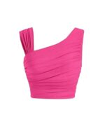 Women’s One Shoulder Ruched Crop Top | Trendy Sleeveless Stretchy Blouse - Image 10