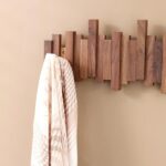 XSOURCE Foldable Multi-Hook Hanger for Coats, Bags, Hats, Towels Modern Teak Wooden Wall Mounted Hook Rack Stylish Space-Saving Organizer for Entryway, Bedroom, Bathroom, Office (4 Hook) - Image 6