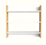 Modern Kitchen Wall Shelf with Hooks, 3-Tier White and Beech Wood Storage Rack, 55 x 50 cm, Utensil Organizer with Spice Jar Display (white- beech) - Image 6