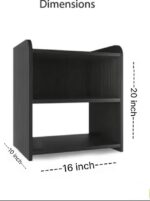 FireBees Modern Wooden Bedside Table with 3 Shelves | Compact Side Table for Bedroom & Living Room | Bed Side Table Organizer, End Table & Home Furniture | Dark Brown (40.6x25.4x50.8 cm) - Image 2