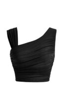 Women’s One Shoulder Ruched Crop Top | Trendy Sleeveless Stretchy Blouse - Image 6