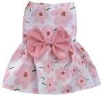 KUTKUT Floral Pattern Dog Dress with Lovely Bow Pet Apparel Dog Clothes for Small Breed Dogs and Cats | Puppy Summer Dress | Dogs and Cats Birthday Pet Apparel Dresses (Size:L, Bust:42cm, Length:32cm) - Image 2