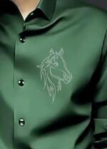 IndoPrimo Men's Satin Shirt with Spread Collar Neck Line Solid Pattern Full Sleeves Regular Fit Western Style and Standard Length - Image 13