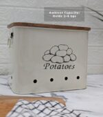 THE DECOR HOME'S Potato,Onion,Garlic Containers Kitchen Storage(Set of 3) (White/Lid), Wood;Metal - Image 3