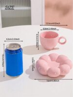 Ceramic Sunflower Bloom Cup and Saucer Set Microwave Safe Coffee Mug for Home and Kitchen Dining - 350ml Capacity (Pink) - Image 2