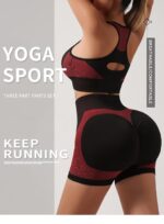 SKGREEN Combo Pack of Sports Bra & Shorts Gym Workout Set for Women Wire Free Padded Sports Bra with High Waist Shorts for Great Comfort Athleisure Yoga Wear - Image 5