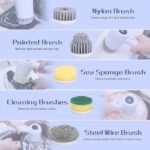 5 In 1 Electric Cleaning Magic Brush Multifunctional Spin Cleaner Brush With 5 Brush Heads and Charging Cord For Multi Use Kitchen Tiles Carpet Sink Basin Bathroom Dish Pots Wall Shoe Car Surfaces (1) - Image 5