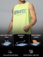 CHKOKKO Tank Tops Sleeveless T-Shirt for Men Gym Wear Vest Graphic Printed Stylish Round Neck Running Sando for Sports Workout Fitness & Casual or Beach Wear - Image 2