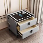 Smart Bedside Table with Fingerprint Lock – LED Light Nightstand with USB Ports, OTIMO Wireless Charging, 2 Drawers, OGEO Dual Speakers Bedroom Cabinet (White) - Image 5