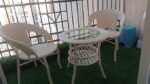 Lotey Garden Patio Seating Chair And Table Set, Outdoor Balcony Garden Coffee Table Set Furniture (2+1) (Cream) - Rattan - Image 4