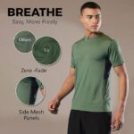 CHKOKKO Men Polyester Solid Quick Dry Sports Gym T-Shirt Breathable Moisture-Wicking Half Sleeve Round Crew Neck Regular Fit Active Wear for Running and Training - Image 3