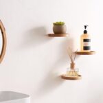 UHUD CRAFTS Decorative Set of 3 Small Round Wooden Wall Shelves - Space-Saving Solid Wood Floating Shelves | Wooden Wall Mounted Plant Shelves for Home Decor - Image 3