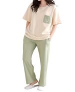 Womens Korean Night Dress || Full Pyjama Set ||Korean Nightsuit || Women Nightwear ||Round Neck Full Sleeve Nightsuit || Loungewear || Everyday Nightdress (ND-10) - Image 9