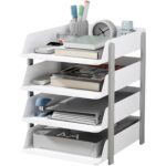 Cortina 4-Tier File Organizer, Premium Polystyrene Desk Rack, Foldable Document Holder with Dividers - Space-Saving Office & Home Paper Storage, Cloth organiser (Grey) - Image 4