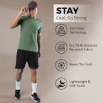 CHKOKKO Men Polyester Solid Quick Dry Sports Gym T-Shirt Breathable Moisture-Wicking Half Sleeve Round Crew Neck Regular Fit Active Wear for Running and Training - Image 2