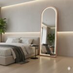 Luxe Aura LED Arched Mirror Wall Mount | 5mm High-Definition Glass | 3-Color Smart Touch Light (White, Warm, Soft Yellow) (Rose Gold) - Image 2