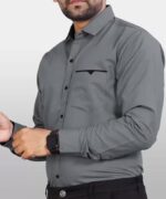 CB-COLEBROOK Men's Regular Fit Solid Soft Touch Cotton Casual Shirt with Pocket Design with Spread Collar & Full Sleeves (Available in Plus Size) - Image 3