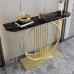 Luxury Console Table 75x30x70cm with Marble Top - Modern Entryway Hallway Narrow Side Table - Gold Metal Frame Entry Furniture for Living Room, Corridor & Home Decor (Gold + Black) - Image 7