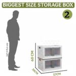 Clothes Organizer for Wardrobe Cupboard Organizer for Clothes Foldable and Stackable Closet Organizer Drawer Organizer for Clothes (2PCS-Large, White-(72L Storage Bin)) - Image 2