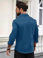 DEELMO Men's Regular Fit Button Down Dress Shirts Textured Long Sleeve Casual Hawaiian Shirt - Image 14