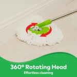 Scotch-Brite Twin Bucket Spin Mop with Easy Wring & Rinse System, 360° Adjustable Handle, High Absorbency Microfiber for Deep Cleaning on All Floor Types, 1 Extra Refill (Green) - Image 4