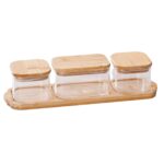 Nestasia Set of 3 Borosilicate Glass Snack Jars with Wooden Tray | Stylish Storage Jars with Bamboo Lids for Masala, Dry Fruits, Nuts, and Snacks | Ideal for Home, Kitchen and Gifting - Image 7