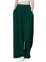 GRECIILOOKS High Waist Polycotton Trousers for Women – Flared Parachute Pants with Side Pockets | Casual Travel Cargo Pants (Available in Plus Size and Value Pack) - Image 21