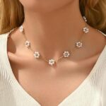 Shining Diva Fashion Daisy Pearl Necklace for Women Latest Stylish 18k Gold Plated Pendant Necklaces Gifts for Girls Anti Tarnish Jewelry (16857np) - Image 3