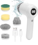 5 In 1 Electric Cleaning Magic Brush Multifunctional Spin Cleaner Brush With 5 Brush Heads and Charging Cord For Multi Use Kitchen Tiles Carpet Sink Basin Bathroom Dish Pots Wall Shoe Car Surfaces (1)