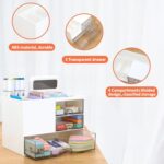 Shuttle Art Desk Organizer with 3 Drawers | 3-Tier Storage Box with 5 Compartments for Stationery, Office Supplies, Study Table & Craft Materials | Pen Pencil Holder for Home & Office (White) - Image 5