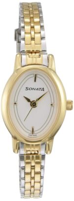 Sonata Bandhan Quartz Analog With Day & Date White Dial Two Toned Silver & Gold Stainless Steel Strap Watch for Couple - NT11418100BM01 - Image 5