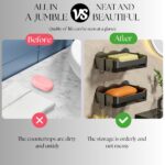 Self-Adhseive Bathroom Soap Holder with Drainage Tray Wall Mounted Soap Sponge Holder Organizer Accessories (Black, Pack of 2),Plastic - Image 3