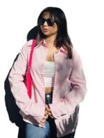 Women’s Pink Striped Shirt | Elegant Button Down Shirt for Women | Stylish Casual & Office Wear Top - Image 2