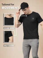 CHKOKKO Men Polyester Solid Quick Dry Half Sleeve Regular Fit Round Crew Neck Active Sportswear Gym T-Shirt for Workout Training Running and Fitness Activities - Image 32