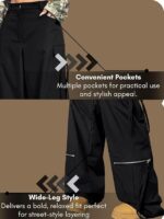 GRECIILOOKS Cargo Pants For Woman | Trousers For Womans |High Waist Cotton Trouser for Women – Flared Parachute Pants with Side Pockets |Womens Cargo Pant | Elegant for College & Events (Available in Plus Size) - Image 10