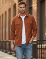 DEELMO Men’s Stylish Cotton Blend Casual Shirt || Full Sleeve Button-Down Shirt with Dual Flap Pockets || Comfortable Breathable Fabric || Perfect for Casual Office and Outing Wear - Image 12