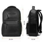 Amazon Basics Leather Laptop Backpack (15.6 Inch) | Water Resistant | Large Storage Compartments | Breathable Shoulder Straps | for Office, Travel or College (Black) - Image 8