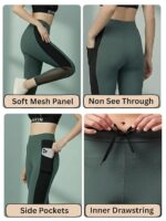 BLINKIN Stretchable Gym Pants for Women Workout : The Ultimate Yoga Pants | Workout Lowers | Gym Track Pants for Woman with Mesh Insert & Side Pockets (1869) - Image 6