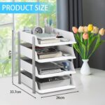 Cortina 4-Tier File Organizer, Premium Polystyrene Desk Rack, Foldable Document Holder with Dividers - Space-Saving Office & Home Paper Storage, Cloth organiser (Grey) - Image 2