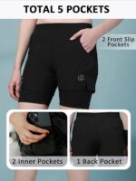CHKOKKO Gym Shorts for Women Workout Sports Running Quick Dry Fit Double Layer Inner Compression with Pockets Breathable Lightweight Wear - Image 3