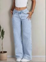 Nifty Women's Denim Stretchable High Waist Light Wash Baggy Jeans || Back Pocket Bow tie Detail - Image 4