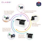 CLADD INTERNATIONAL Vegan Leather Compact Office Desk Organizer Multifunctional Storage with 3 Compartment | Stationery Supplies | Business Card | Remote | Makeup Accessories | Mobile | White - Image 5