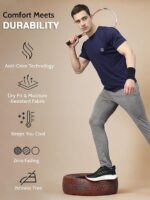 CHKOKKO Men Polyester Solid Quick Dry Half Sleeve Regular Fit Round Crew Neck Active Sportswear Gym T-Shirt for Workout Training Running and Fitness Activities - Image 24