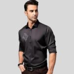 IndoPrimo Men's Satin Shirt with Spread Collar Neck Line Solid Pattern Full Sleeves Regular Fit Western Style and Standard Length - Image 5