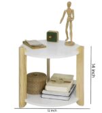 Modern Round Side Table, Home Decor for Living Room, Bed Side Tables for Bed Room, stools for Home, Furniture for Home, 2-Tier White Shelves, 30 x 30 x 40 cm - Image 2