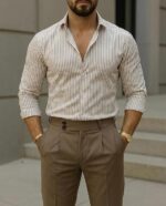 IndoPrimo Men’s Striped Shirt | Premium Slim Fit Full Sleeve Formal Casual Shirt | Button-Down Cotton Shirt for Office - Image 10