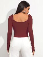 Shasmi Women's & Girl's Polyester Slim Fit Full Sleeve, Sweat Hear Neck, Frill Trim Ruched Crop Top - Image 7