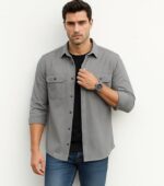 DEELMO Men’s Stylish Cotton Blend Casual Shirt || Full Sleeve Button-Down Shirt with Dual Flap Pockets || Comfortable Breathable Fabric || Perfect for Casual Office and Outing Wear - Image 2
