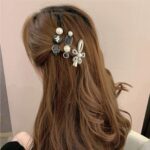 Annacreations 11 Pcs Korean Fashion Style Pearl Rhinestone Metal Hair Clips Hair Pin Stylish Hair Accessories Jewellery For Women's And Girls - Image 9