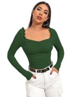 Shasmi Women's & Girl's Polyester Slim Fit Full Sleeve, Sweat Hear Neck, Frill Trim Ruched Crop Top - Image 15